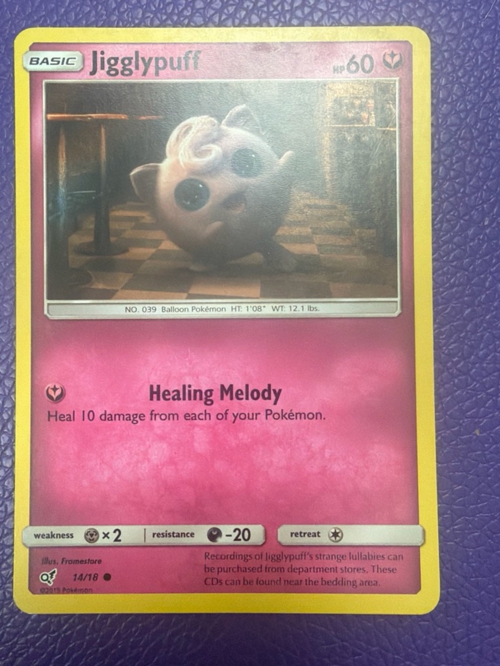 Pokemon Jigglypuff Trading Card - Pink & Yellow Border